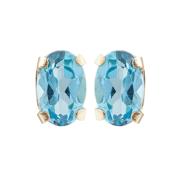 10K Yellow Gold 5 x 3 mm genuine Gemstone stud Earrings