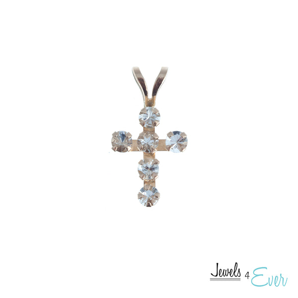 10kt Yellow Gold Genuine Gemstone Cross Pendant