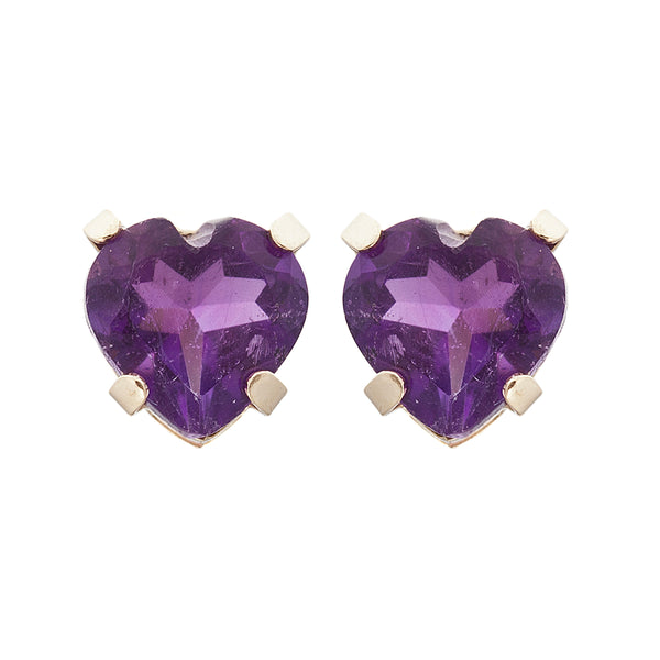 14K Yellow Gold 5mm Genuine Gemstone Heart Earrings