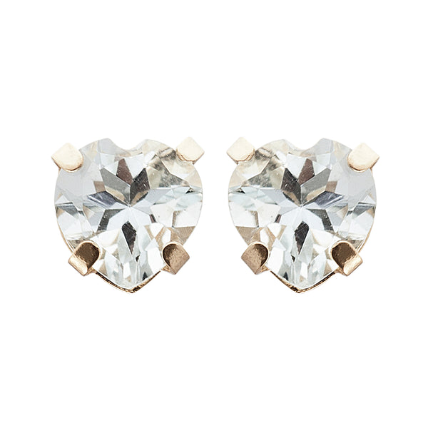 14K Yellow Gold 5mm Genuine Gemstone Heart Earrings