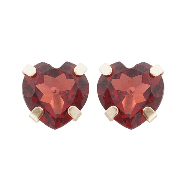 14K Yellow Gold 5mm Genuine Gemstone Heart Earrings