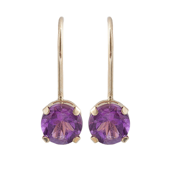 10K Yellow Gold 5 mm Genuine Gemstone Lever-back Earrings