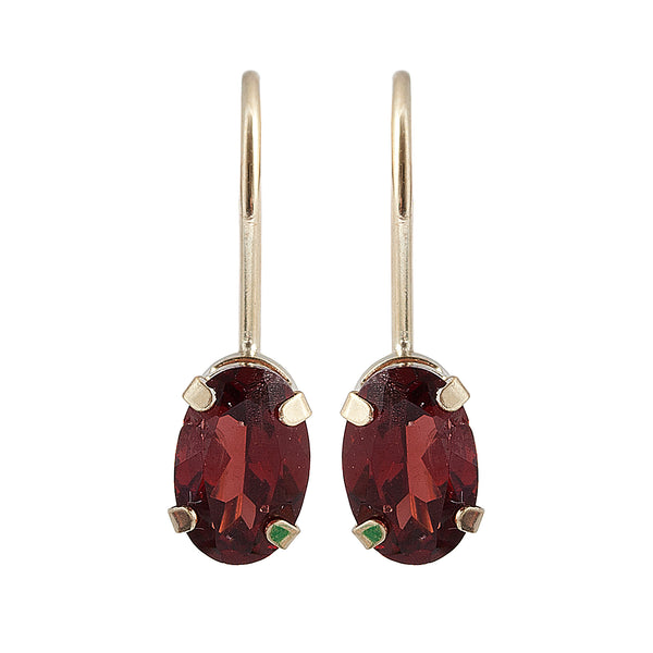 10K Yellow Gold 6 x 4mm Genuine Gemstone Lever-back Earrings