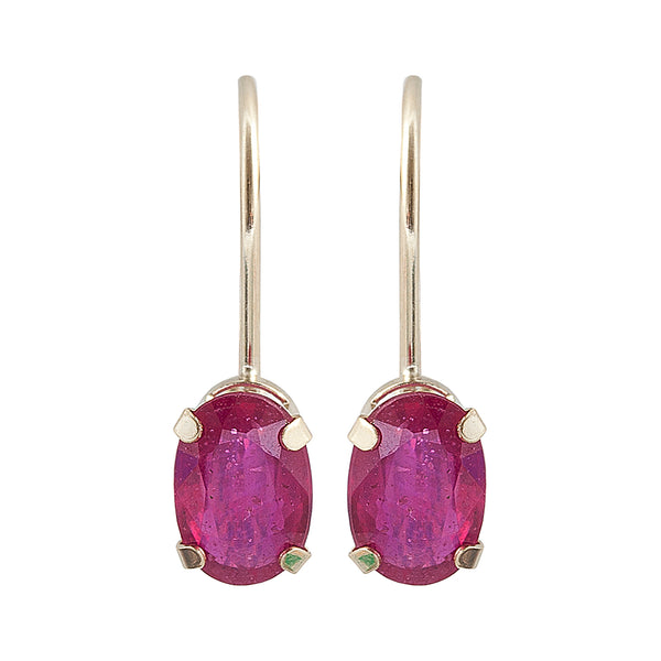 10K Yellow Gold 6 x 4mm Genuine Gemstone Lever-back Earrings