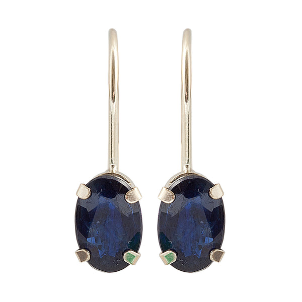 10K Yellow Gold 6 x 4mm Genuine Gemstone Lever-back Earrings