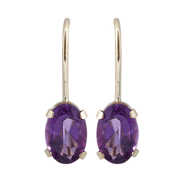 10K Yellow Gold 6 x 4mm Genuine Gemstone Lever-back Earrings