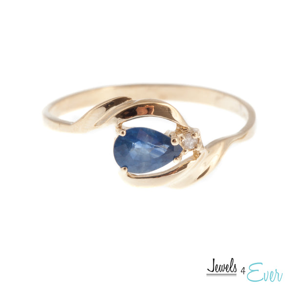 10K  Yellow Gold Ring Set With Genuine Gemstones and Diamond