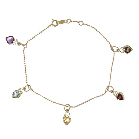 10/14k Yellow Gold Bracelet with 5 Yellow Gold Charms