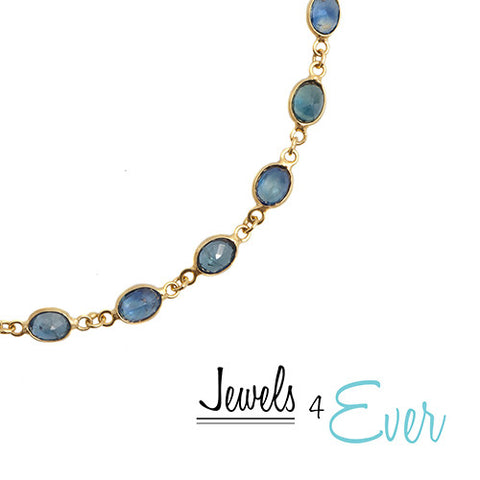 18kt Yellow Gold genuine 4 x 3mm Sapphire Bracelet
