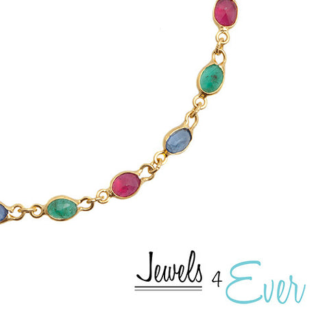 18kt Yellow Gold Ruby Sapphire and Emerald Bracelet