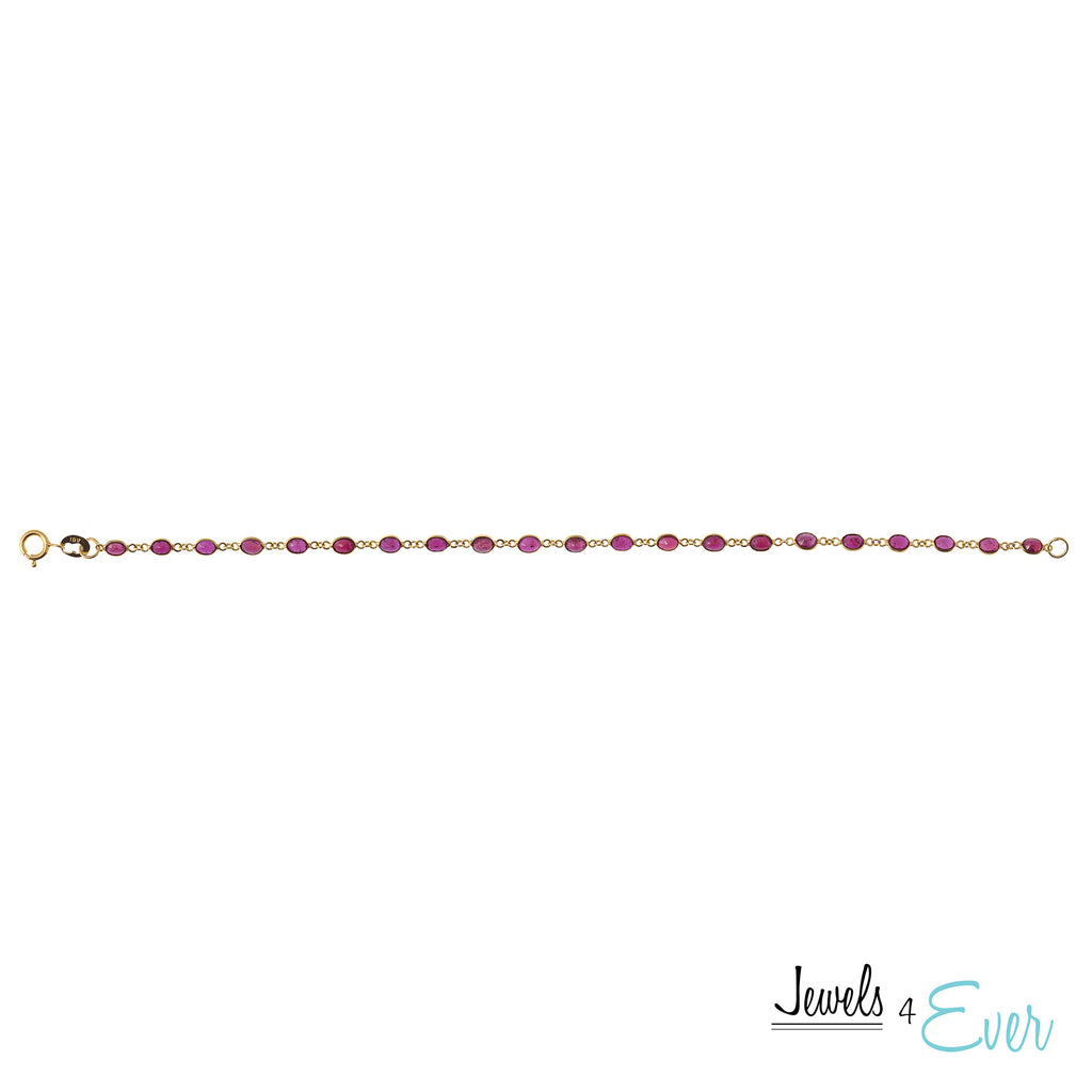 18kt Yellow Gold 4 x 3mm genuine Ruby Bracelet Jewels4ever