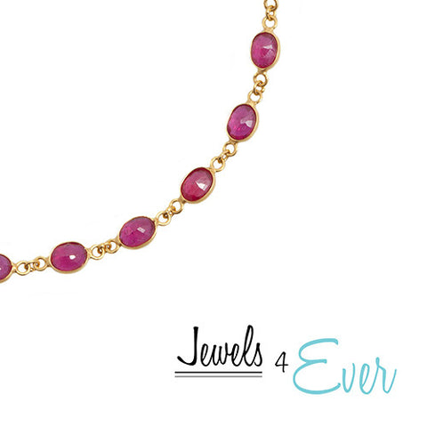 18kt Yellow Gold 4 x 3mm genuine Ruby Bracelet