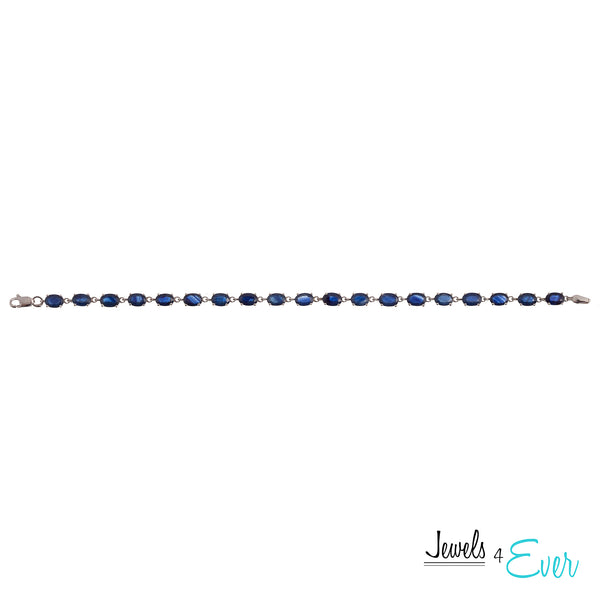 10K White Gold 6 x 4mm Gemstone Bracelet