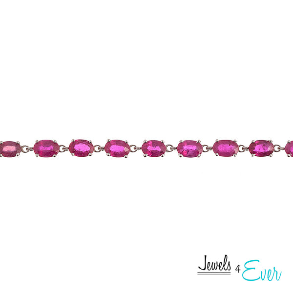 10K White Gold 6 x 4mm Gemstone Bracelet