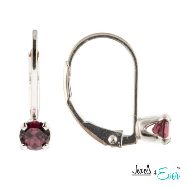 Jewels 4 Ever's 925 Sterling Silver Earrings with 4mm Genuine Gemstone