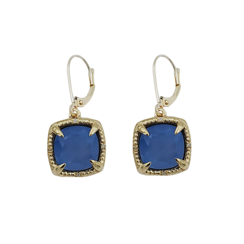 10kt Yellow Gold Genuine Gemstones 10x10mm and Diamond Earrings