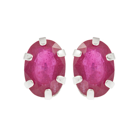 Sterling Silver Earrings Set with 7 x 5mm Genuine Gemstones