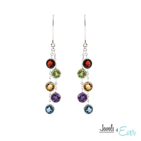 14K Gold Pendant and Matching Earrings with 5mm Genuine Gemstones