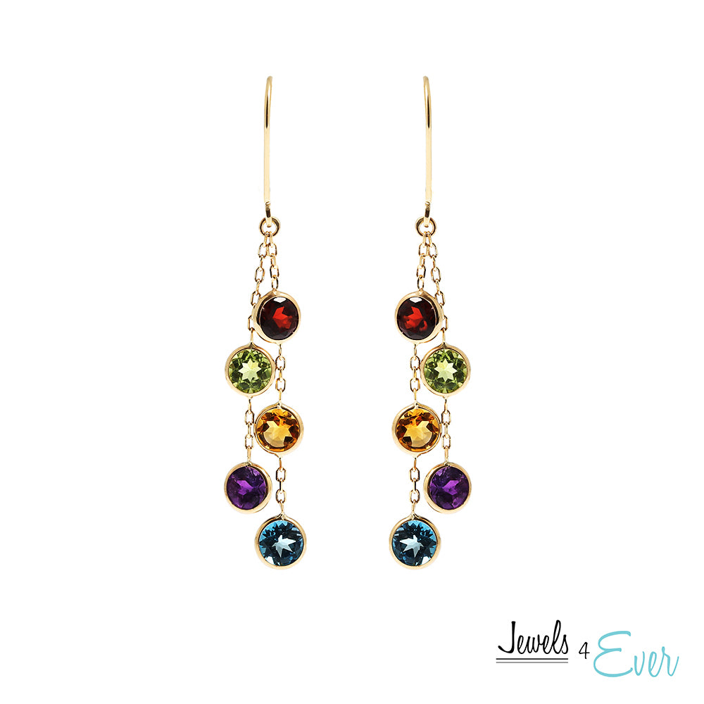 14K Gold Pendant and Matching Earrings with 5mm Genuine Gemstones Jewels4ever