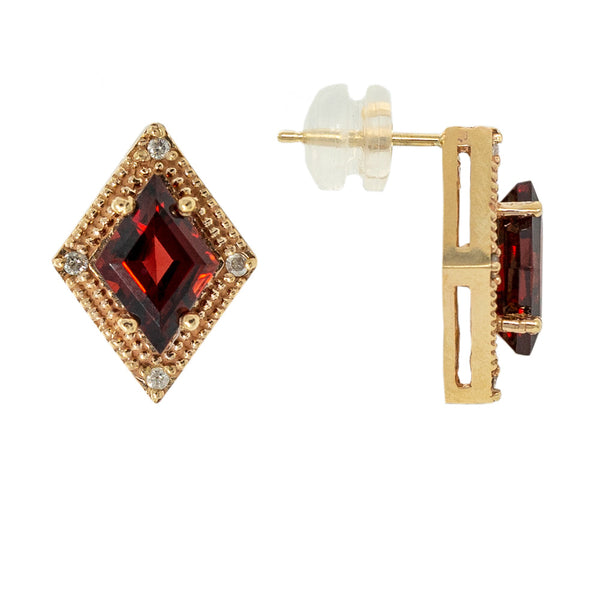 14kt Gold Stud Earrings with Genuine Gemstones 3.00 cts and Diamonds 0.08 cts