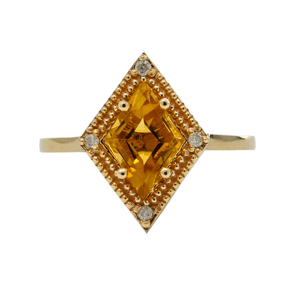 14kt Yellow Gold Ring with Genuine Gemstones 1.5 cts and Diamonds 0.04 cts