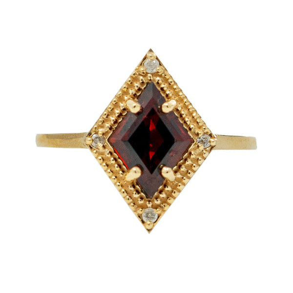 14kt Yellow Gold Ring with Genuine Gemstones 1.5 cts and Diamonds 0.04 cts