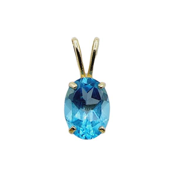 10KT Yellow Gold 8x6 mm Genuine Gemstone Pendant