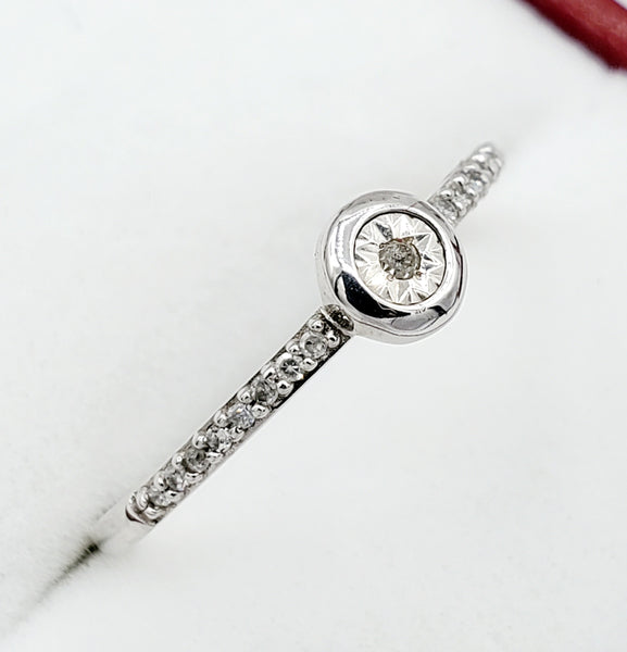 10kt white gold ring single cut diamonds 0.10ct