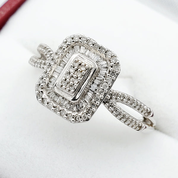 10kt white gold ring with single cut diamonds 0.25cts tdw