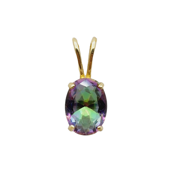 10KT Yellow Gold 8x6 mm Genuine Gemstone Pendant