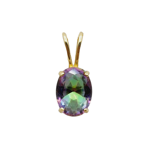 10KT Yellow Gold 8x6 mm Genuine Gemstone Pendant