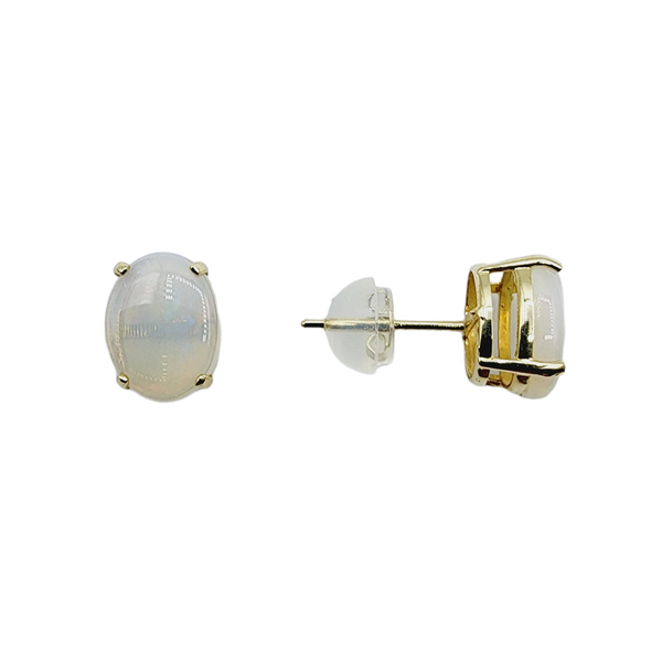 10KT Yellow Gold 8 x 6 mm Genuine Gemstone Stud Earrings
