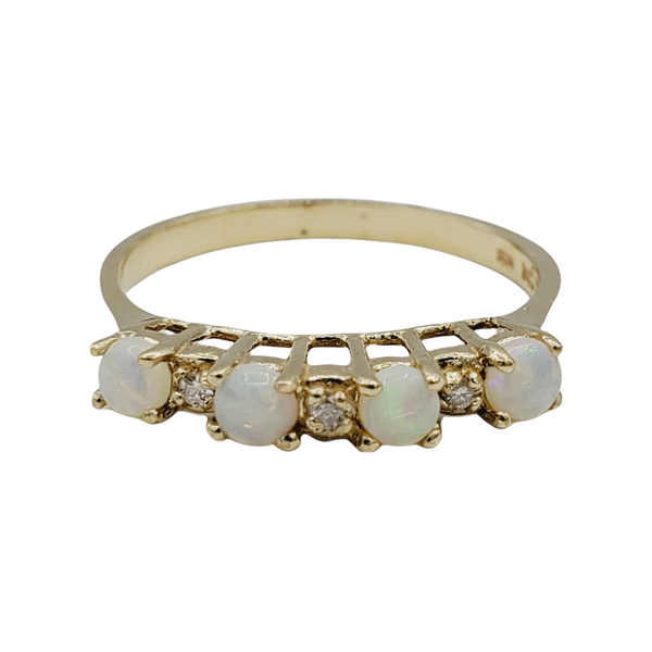 10KT Gold Ring Set with 3x3mm Genuine Gemstones and Diamond
