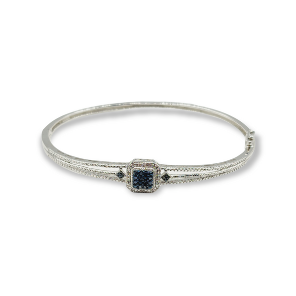 Sterling Silver Bangle Bracelet with Diamonds