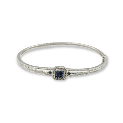Sterling Silver Bangle Bracelet with Diamonds