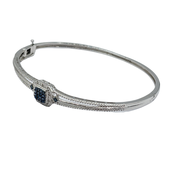Sterling Silver Bangle Bracelet with Diamonds