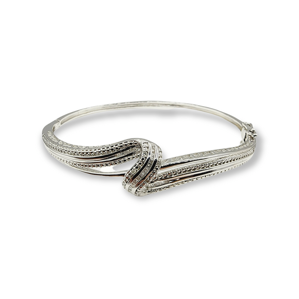 Sterling Silver Bangle Bracelet with Diamonds