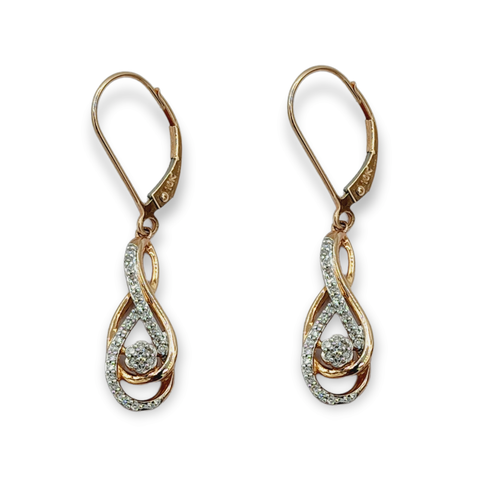 10KT Rose Gold Diamond 0.16ct Lever-back Earrings