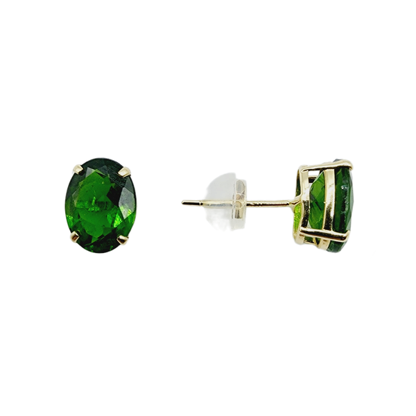 10KT Yellow Gold 8 x 6 mm Genuine Gemstone Stud Earrings