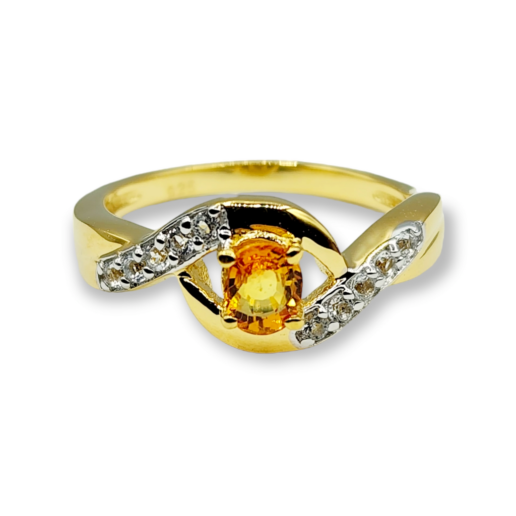 Sterling Silver Ring Set with Natural Orange Sapphire – Jewels4ever