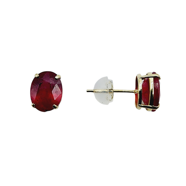10KT Yellow Gold 8 x 6 mm Genuine Gemstone Stud Earrings