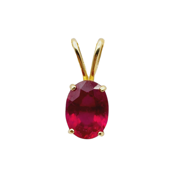 10KT Yellow Gold 8x6 mm Genuine Gemstone Pendant