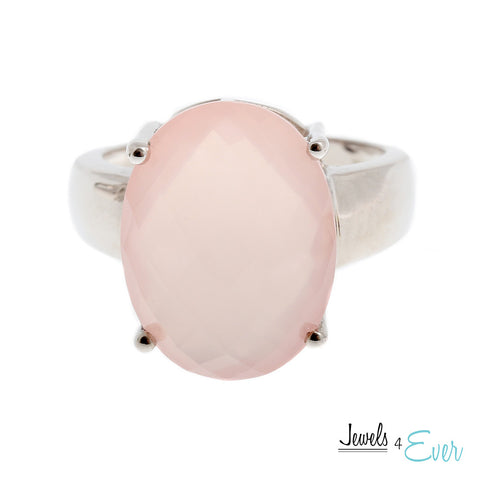 Sterling Silver Ring set with Rose Quartz