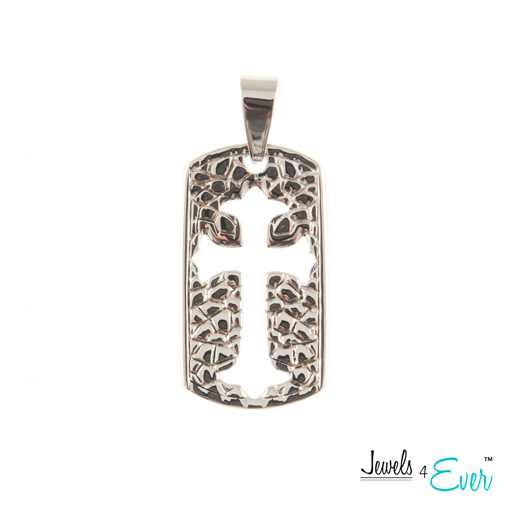 Stainless Steel Dog Tag Pendant with Cross