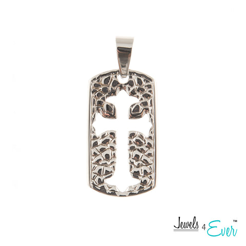 Stainless Steel Dog Tag Pendant with Cross