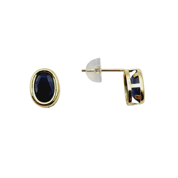 14kt Yellow Gold Gemstone 7x5mm Bezel Earrings