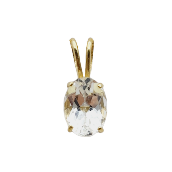 10KT Yellow Gold 8x6 mm Genuine Gemstone Pendant