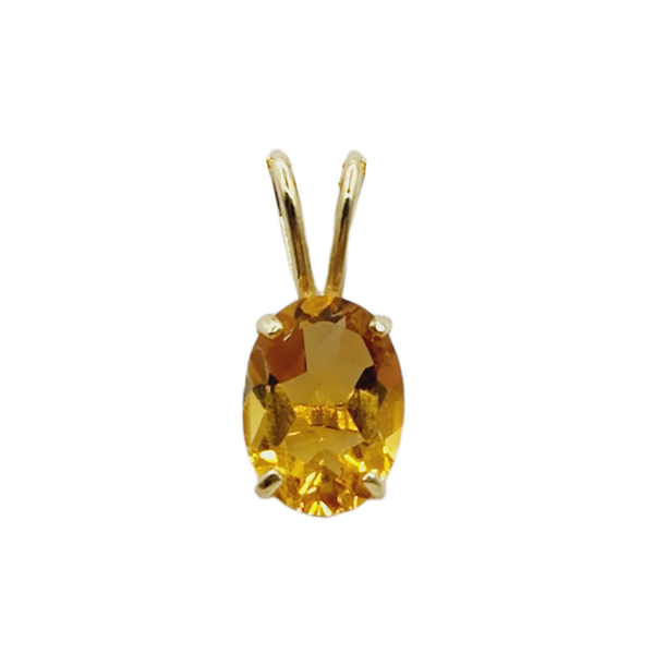 10KT Yellow Gold 8x6 mm Genuine Gemstone Pendant